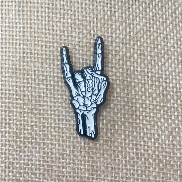 3/$15 Skeleton Rock N Roll Hand Pin - Picture 1 of 1
